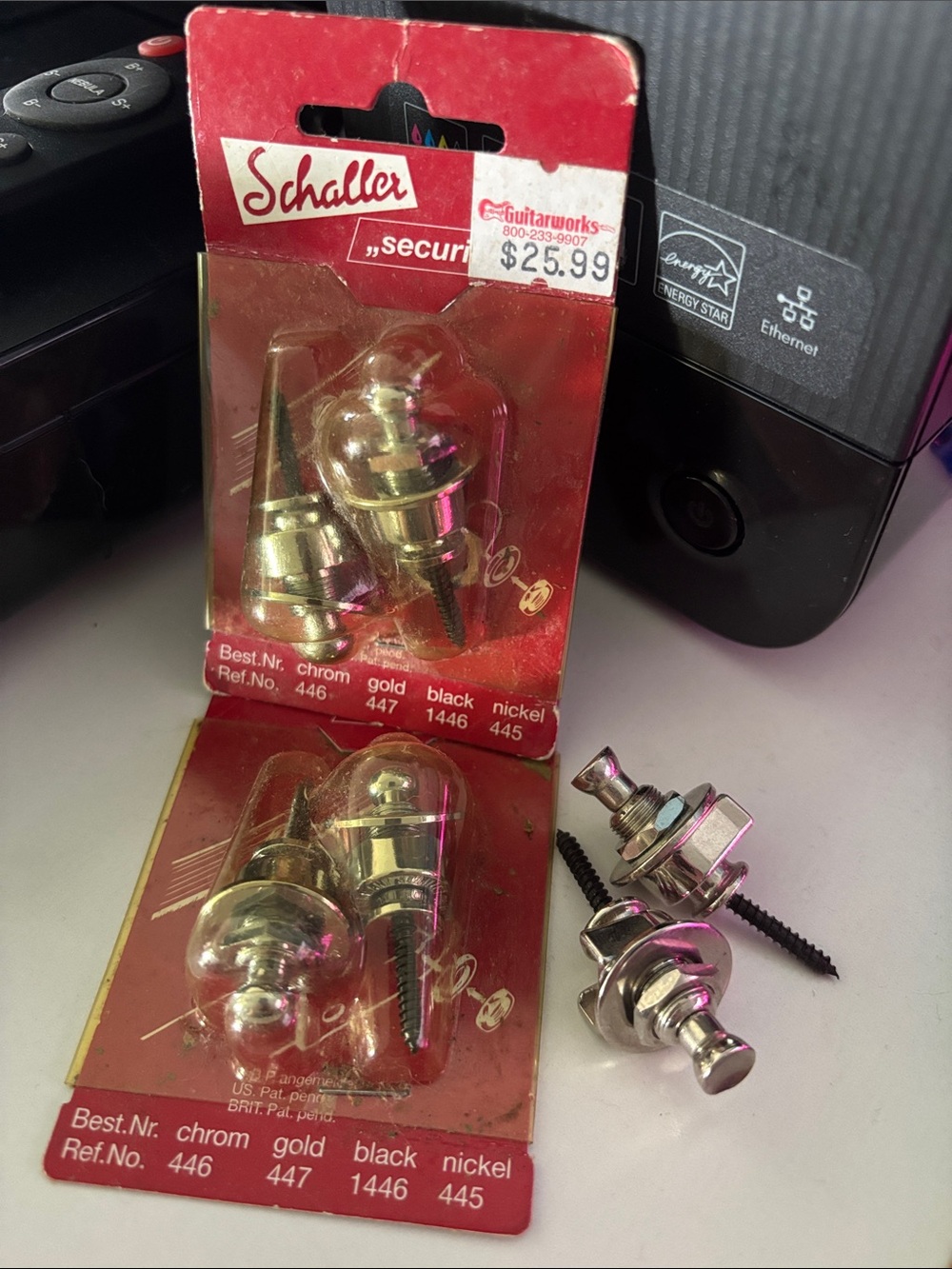 Schaller chrome Guitar Strap Locks - Set of 3